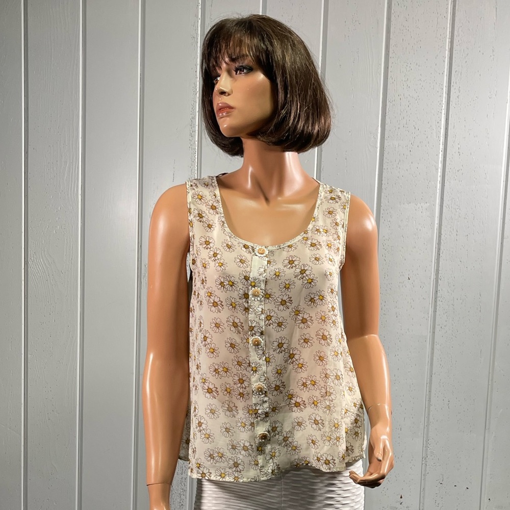 * Miss Daisy Women's Daisy Sheer Sleeveless Top Sz S